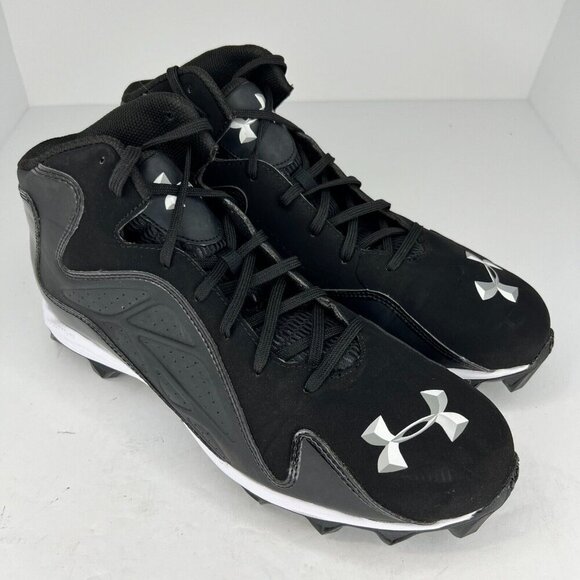 Under Armour Mens 1247242-001 Black Synthetic Lace Up Size 12 Football Cleats - Picture 2 of 9
